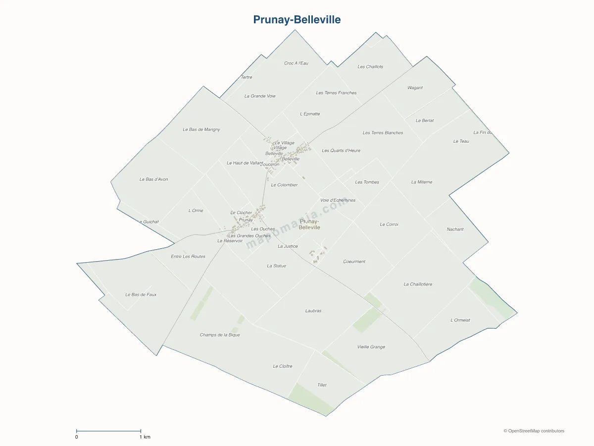 Carte de Prunay-Belleville à personnaliser