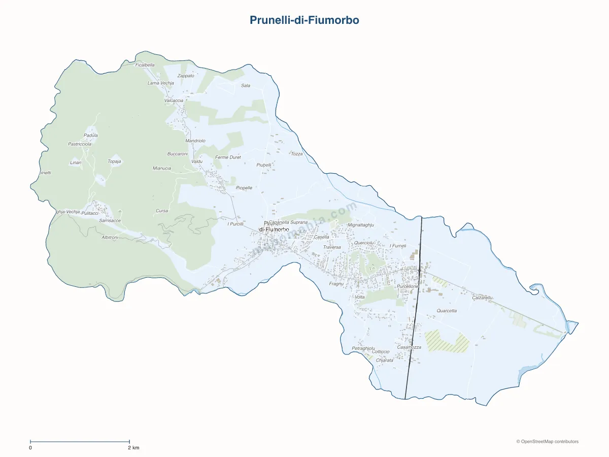 Carte de Prunelli-di-Fiumorbo à personnaliser