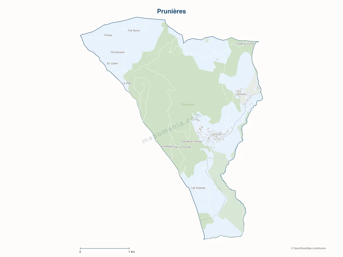 Carte de Prunières à personnaliser