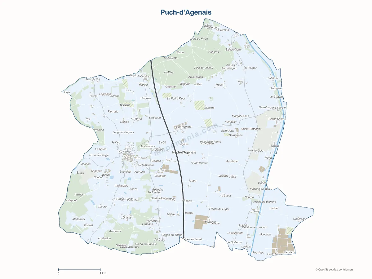 Carte de Puch-d'Agenais à personnaliser