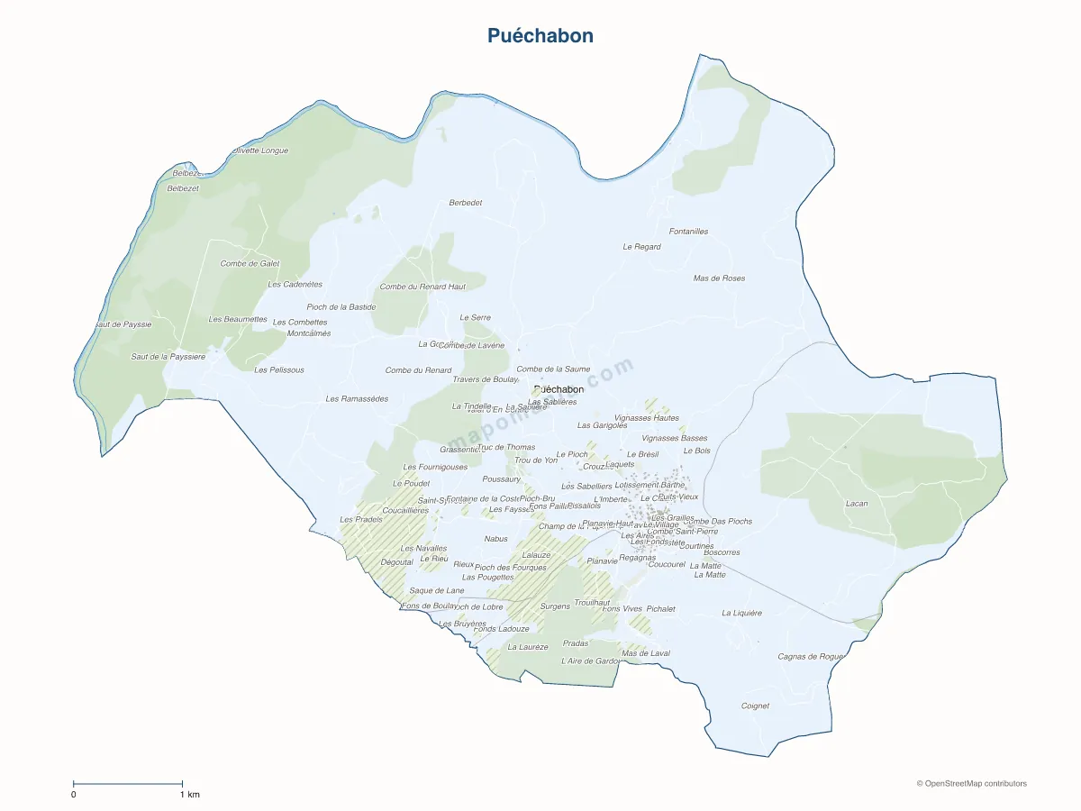 Carte de Puéchabon à personnaliser