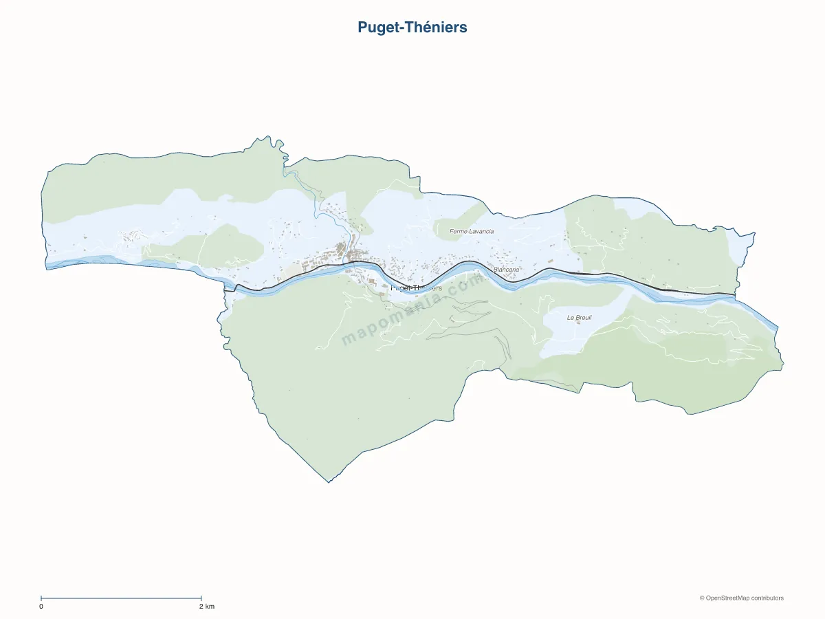 Carte de Puget-Théniers à personnaliser