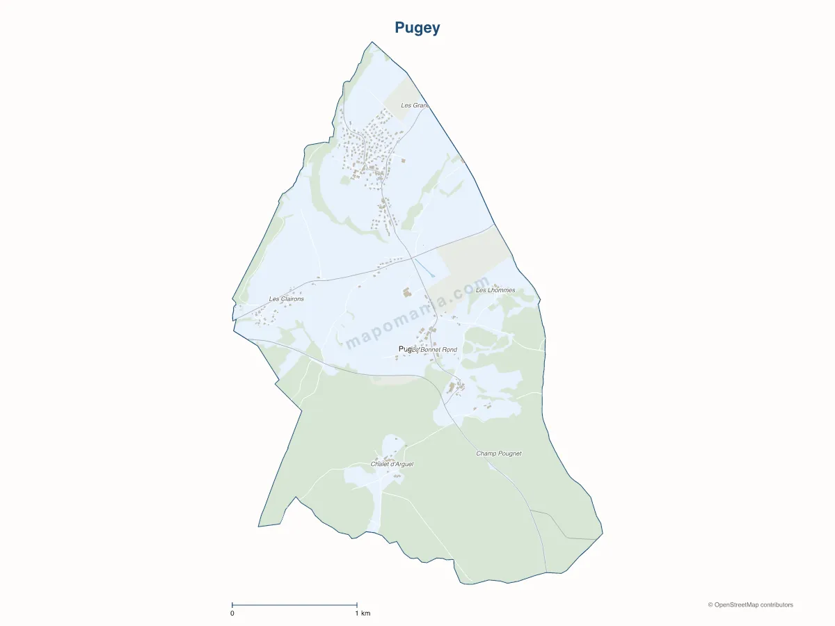 Carte de Pugey à personnaliser