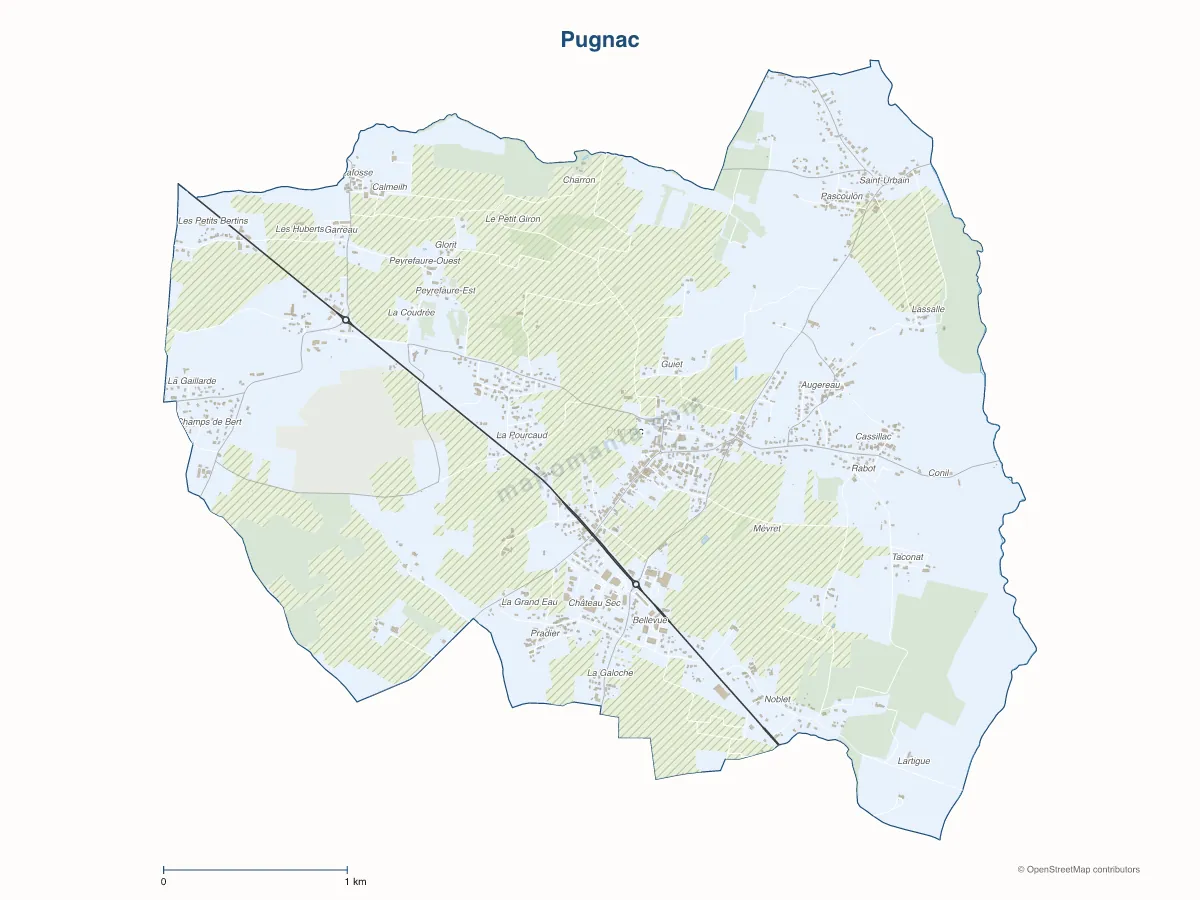 Carte de Pugnac à personnaliser