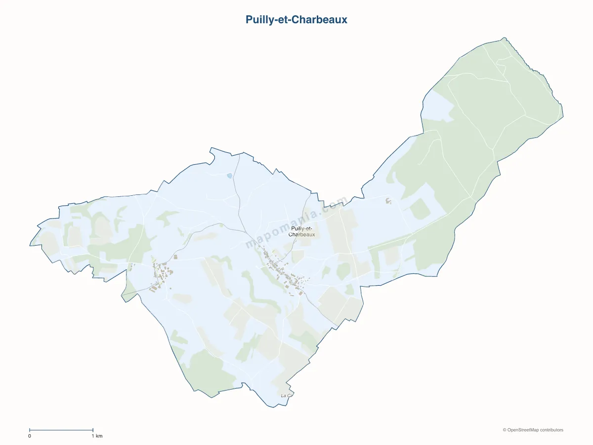 Carte de Puilly-et-Charbeaux à personnaliser