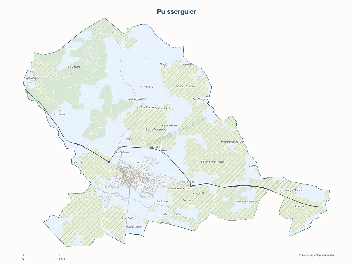 Carte de Puisserguier à personnaliser