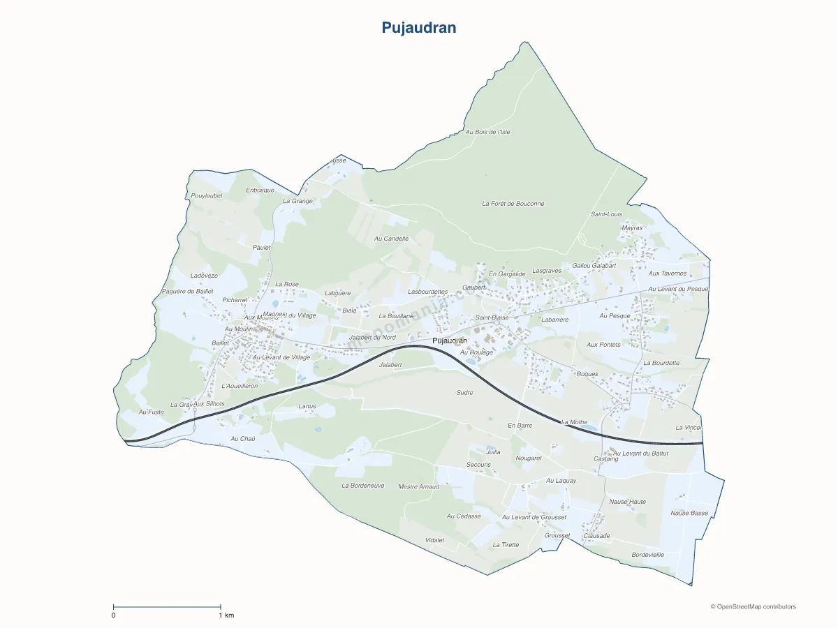 Carte de Pujaudran à personnaliser