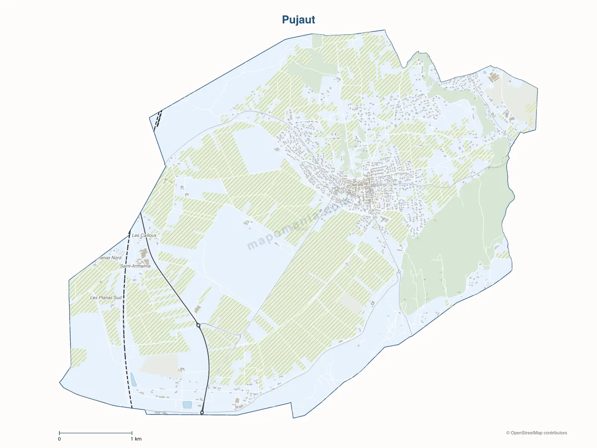 Carte de Pujaut à personnaliser
