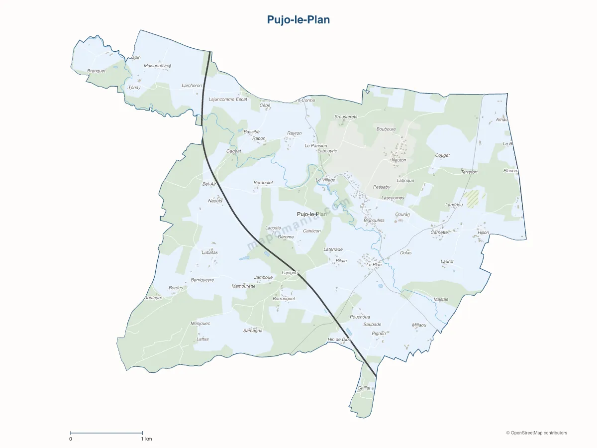 Carte de Pujo-le-Plan à personnaliser