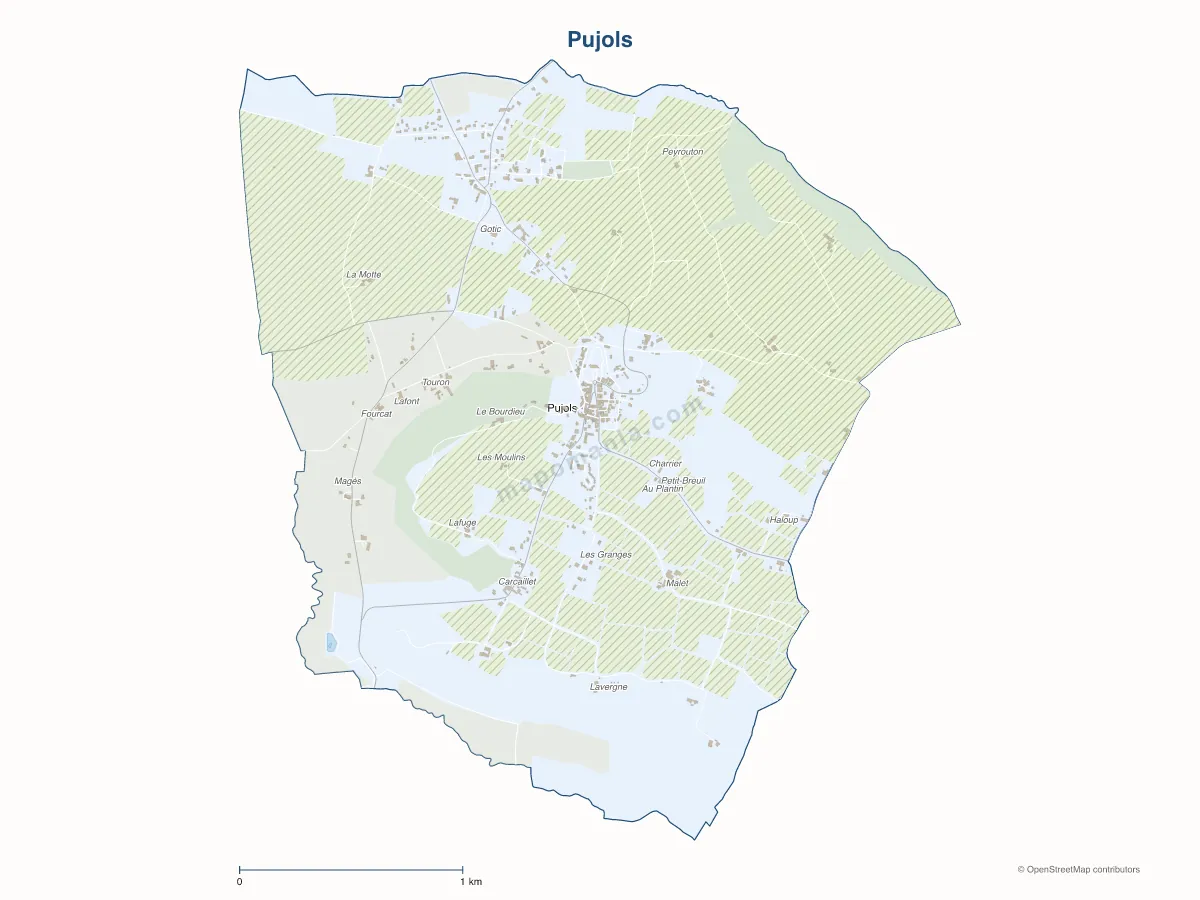 Carte de Pujols à personnaliser
