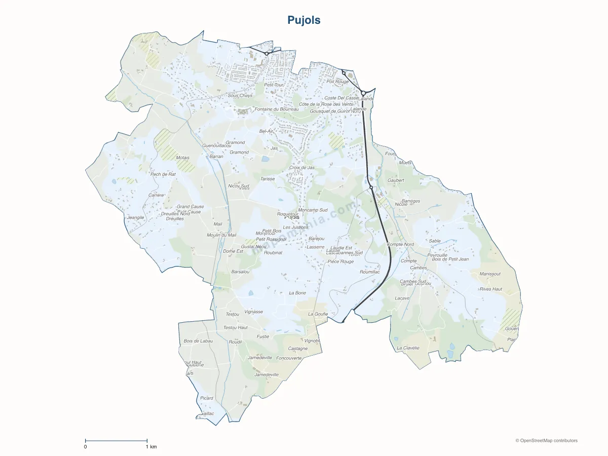 Carte de Pujols à personnaliser