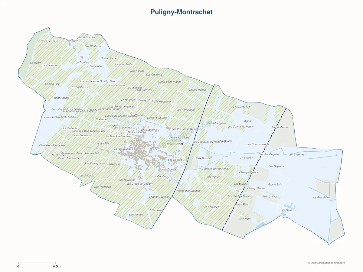 Carte de Puligny-Montrachet à personnaliser