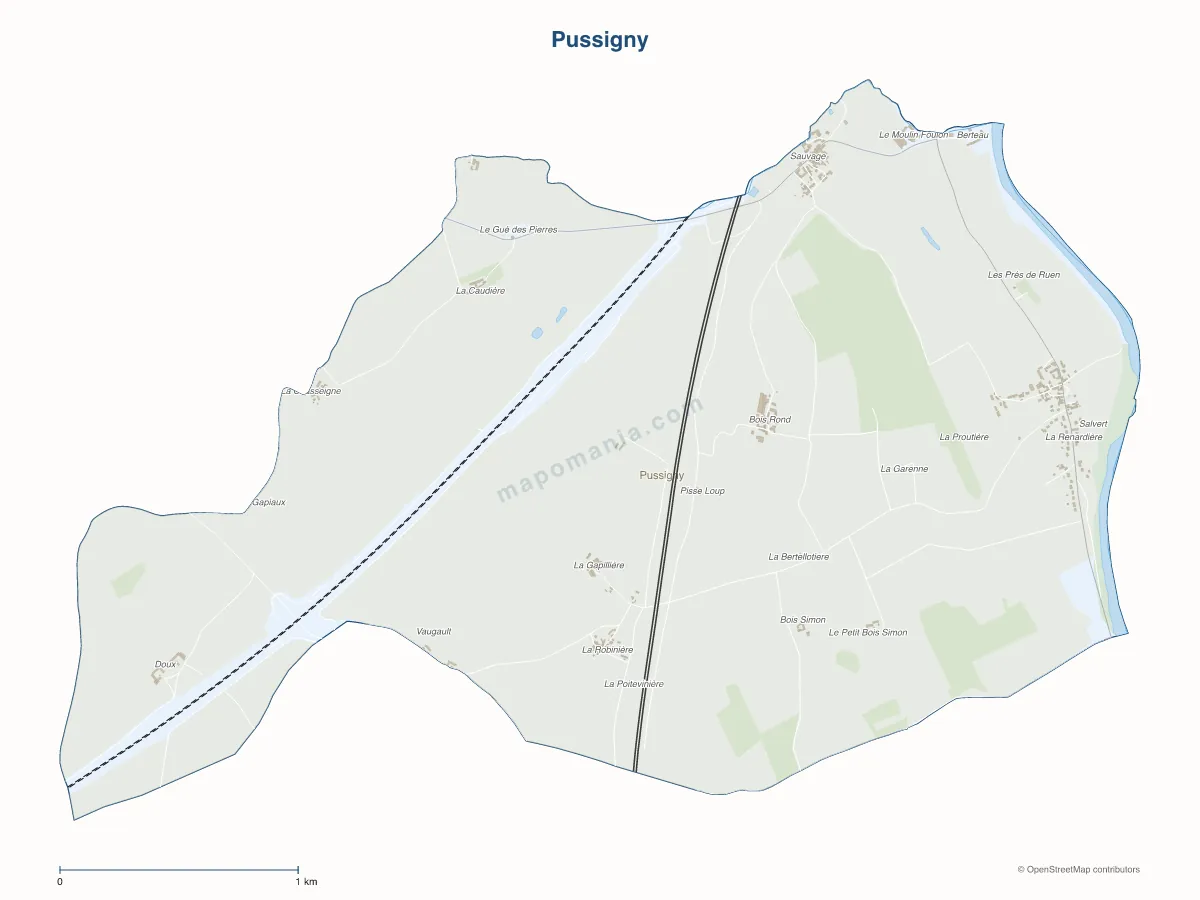 Carte de Pussigny à personnaliser