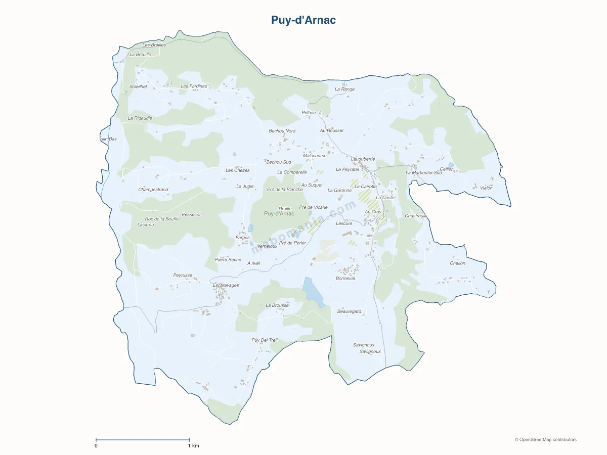 Carte de Puy-d'Arnac à personnaliser