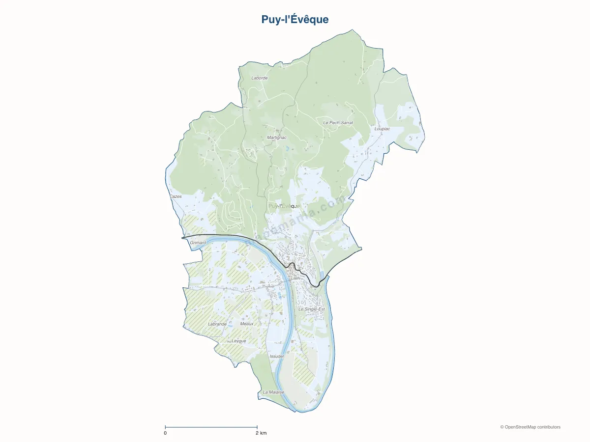 Carte de Puy-l'Évêque à personnaliser