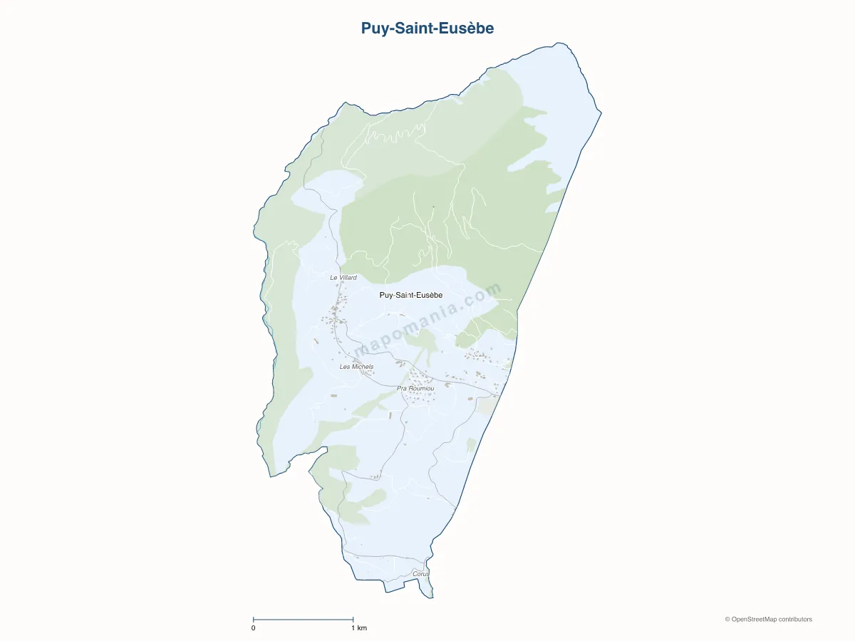 Carte de Puy-Saint-Eusèbe à personnaliser