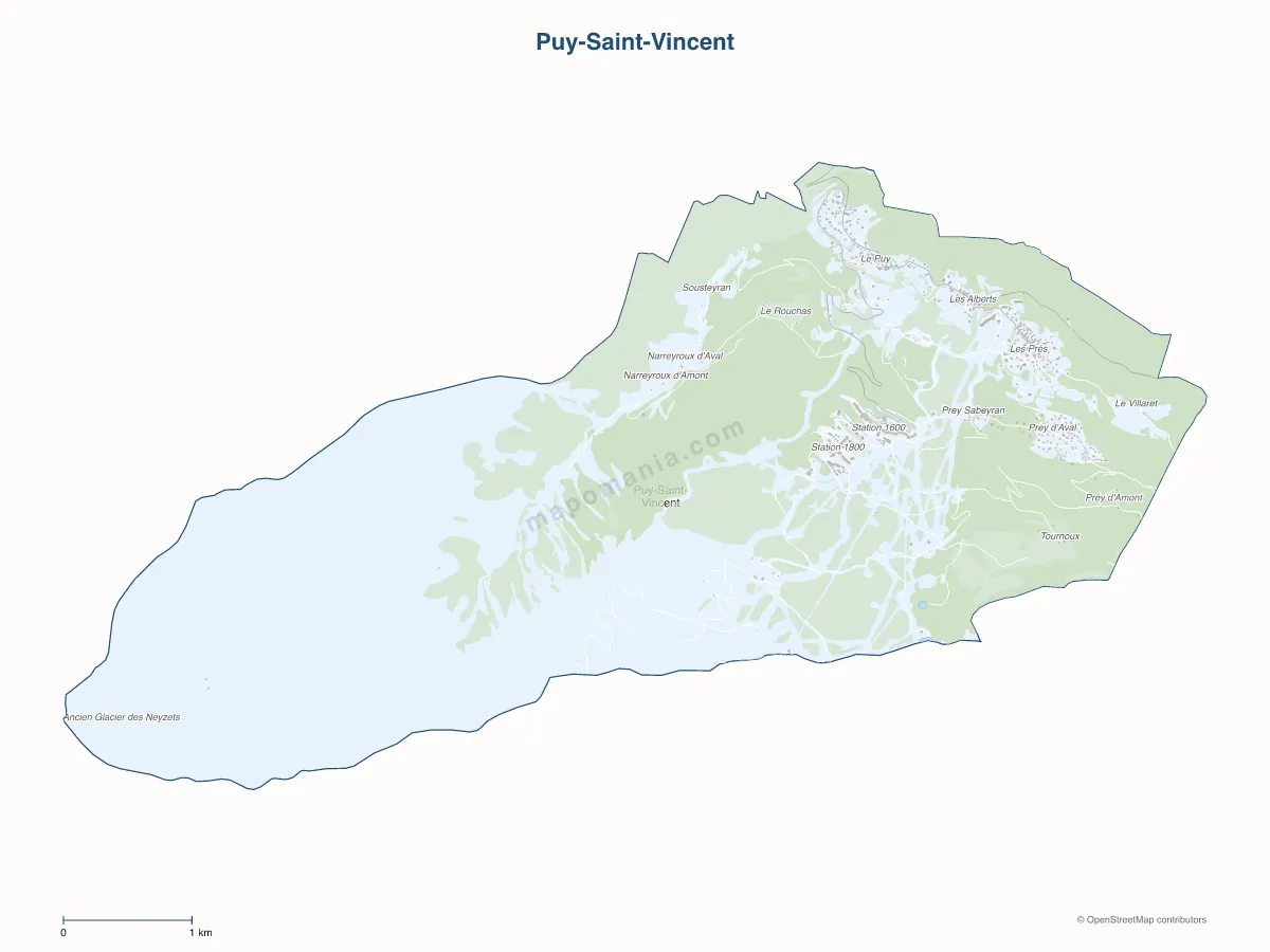 Carte de Puy-Saint-Vincent à personnaliser