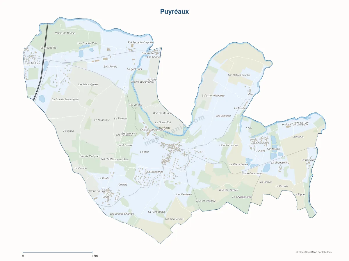 Carte de Puyréaux à personnaliser