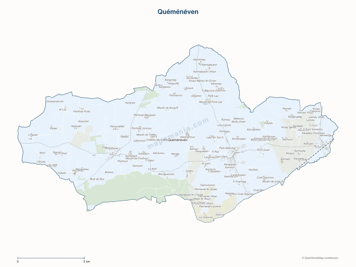 Carte de Quéménéven à personnaliser