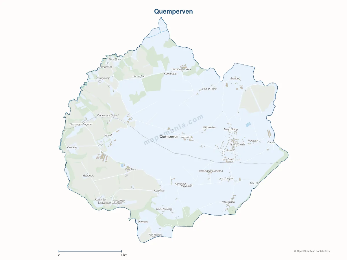 Carte de Quemperven à personnaliser