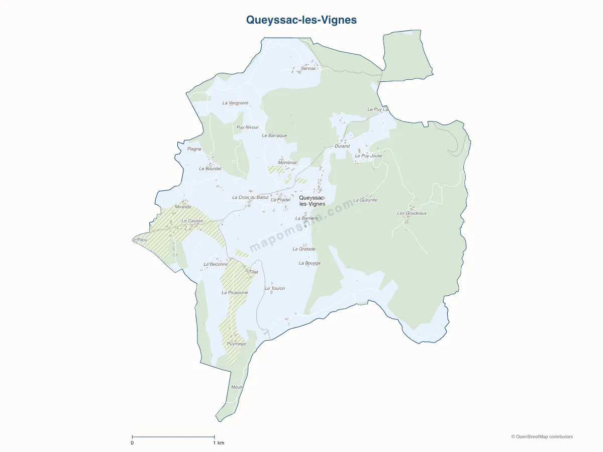 Carte de Queyssac-les-Vignes à personnaliser