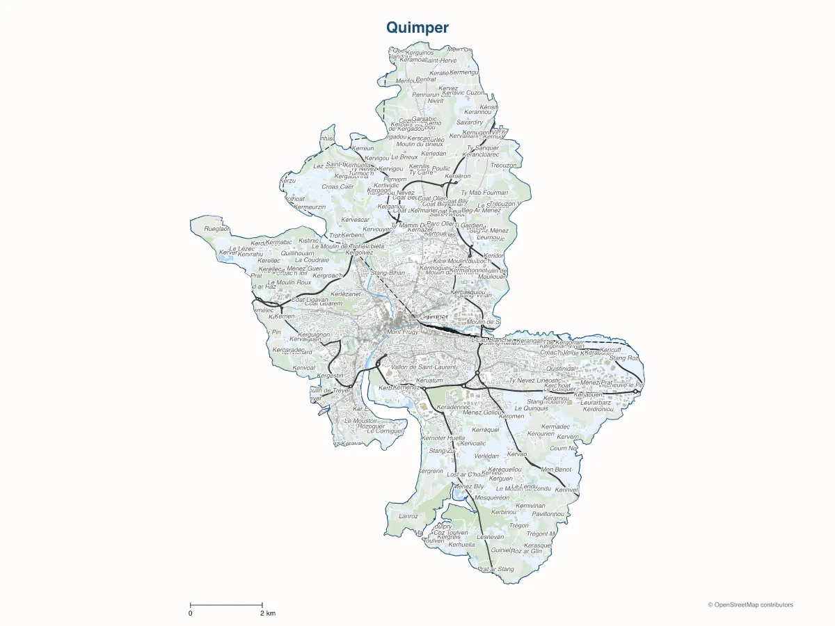 Carte de Quimper à personnaliser