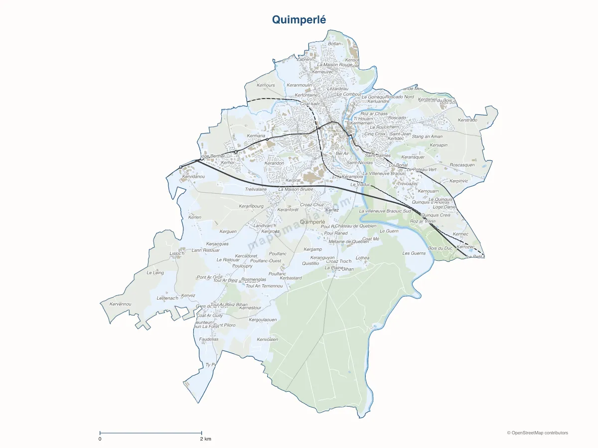Carte de Quimperlé à personnaliser