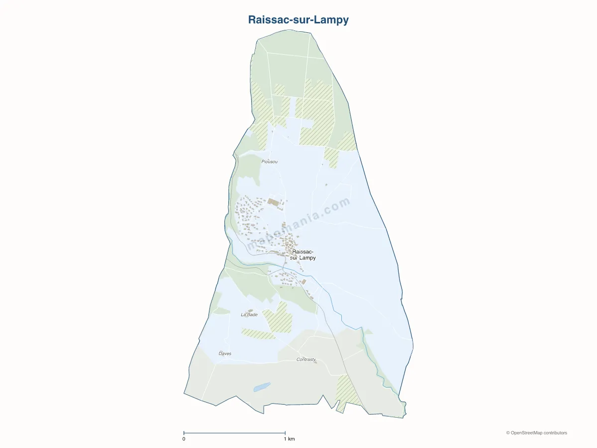 Carte de Raissac-sur-Lampy à personnaliser