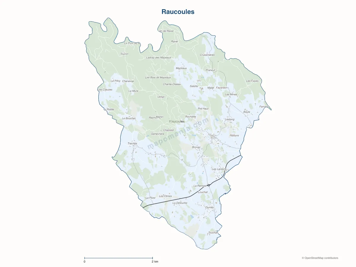 Carte de Raucoules à personnaliser