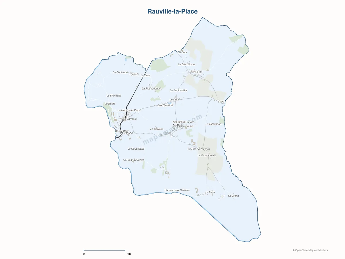 Carte de Rauville-la-Place à personnaliser