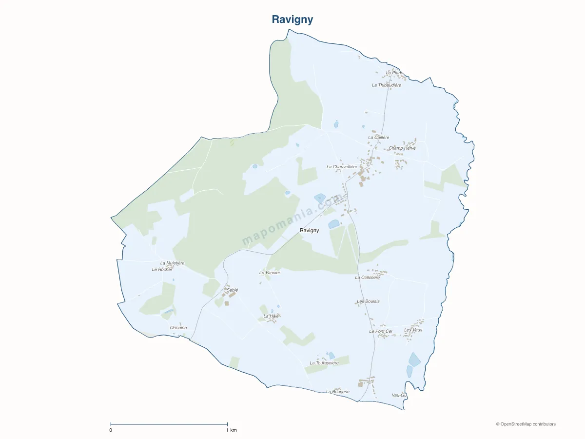 Carte de Ravigny à personnaliser