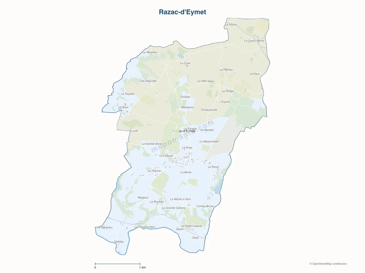 Carte de Razac-d'Eymet à personnaliser