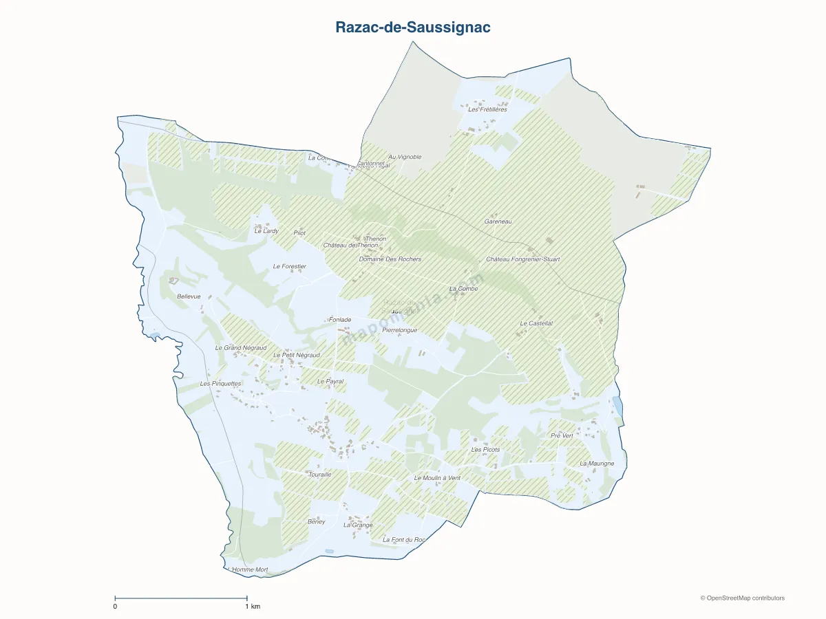 Carte de Razac-de-Saussignac à personnaliser