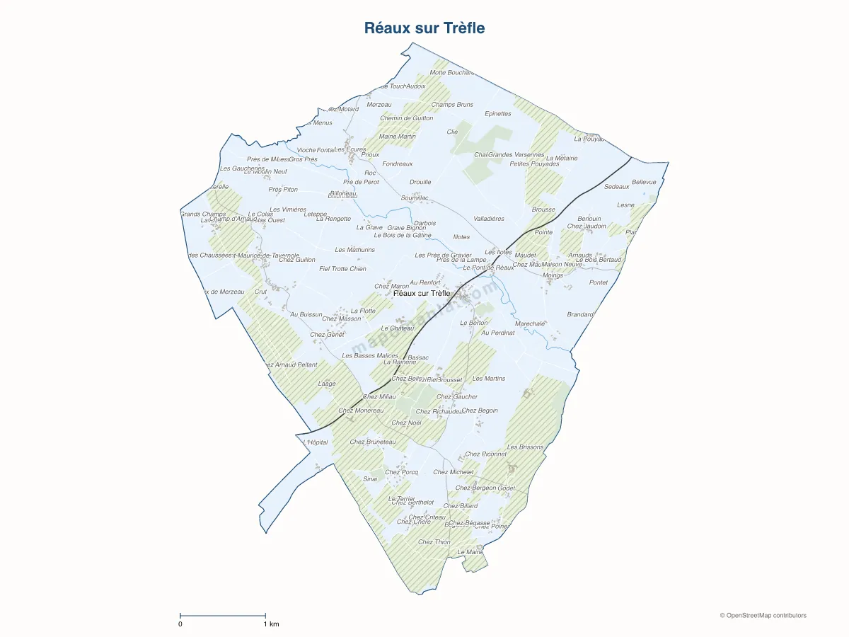 Carte de Réaux sur Trèfle à personnaliser