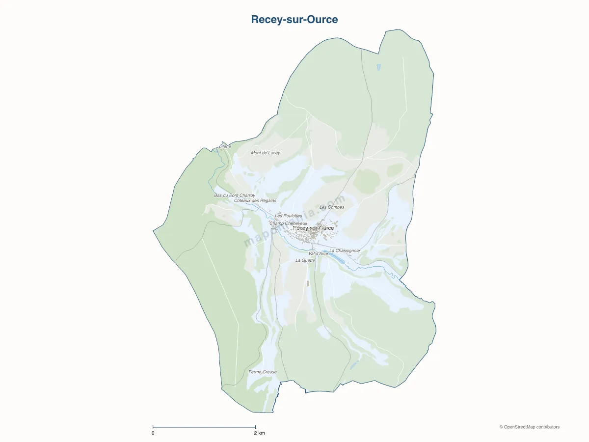 Carte de Recey-sur-Ource à personnaliser