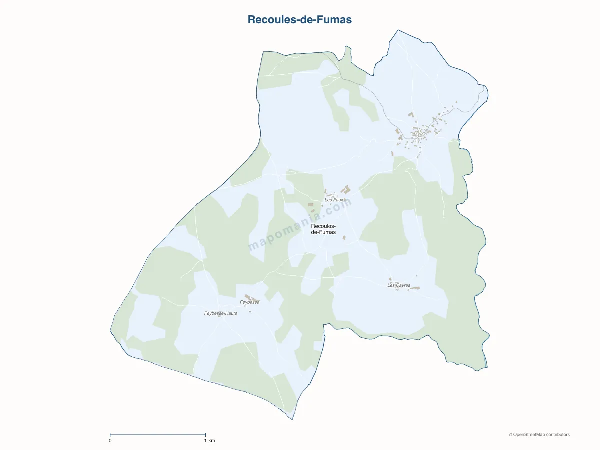 Carte de Recoules-de-Fumas à personnaliser