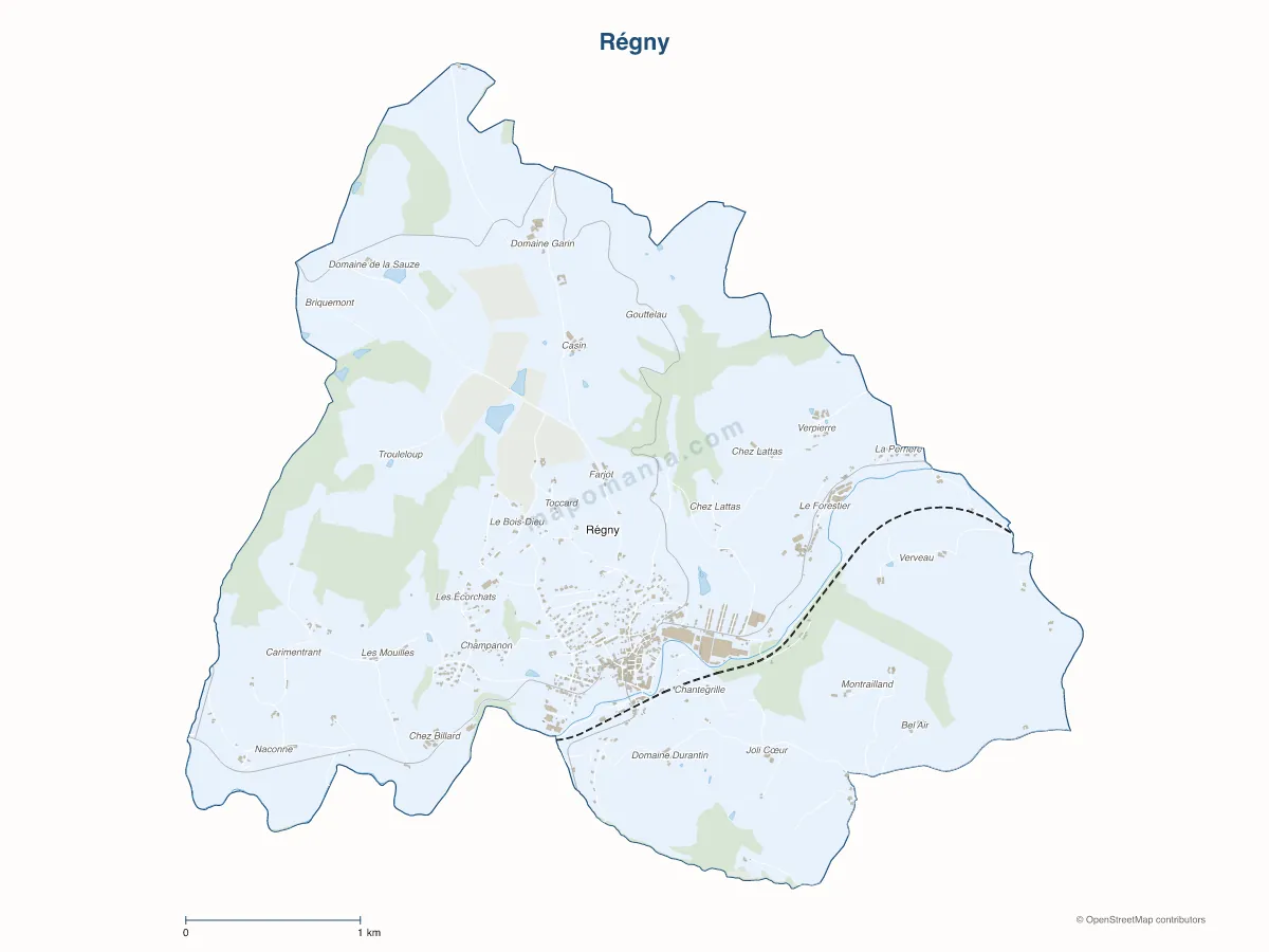 Carte de Régny à personnaliser