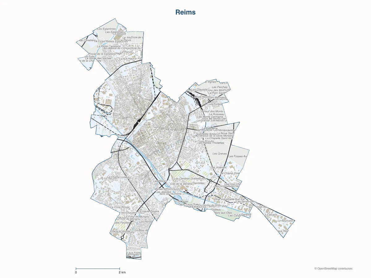 Carte de Reims à personnaliser