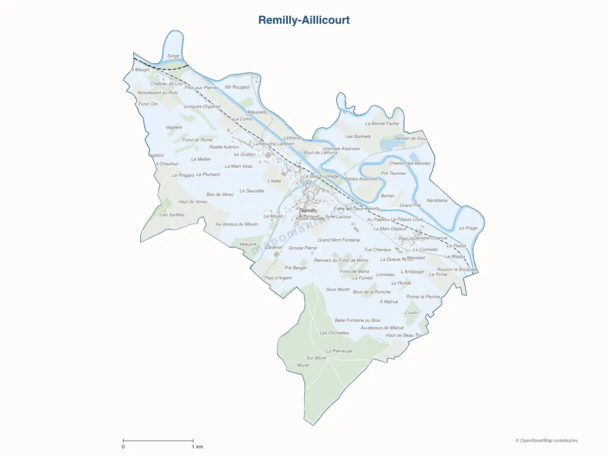 Carte de Remilly-Aillicourt à personnaliser