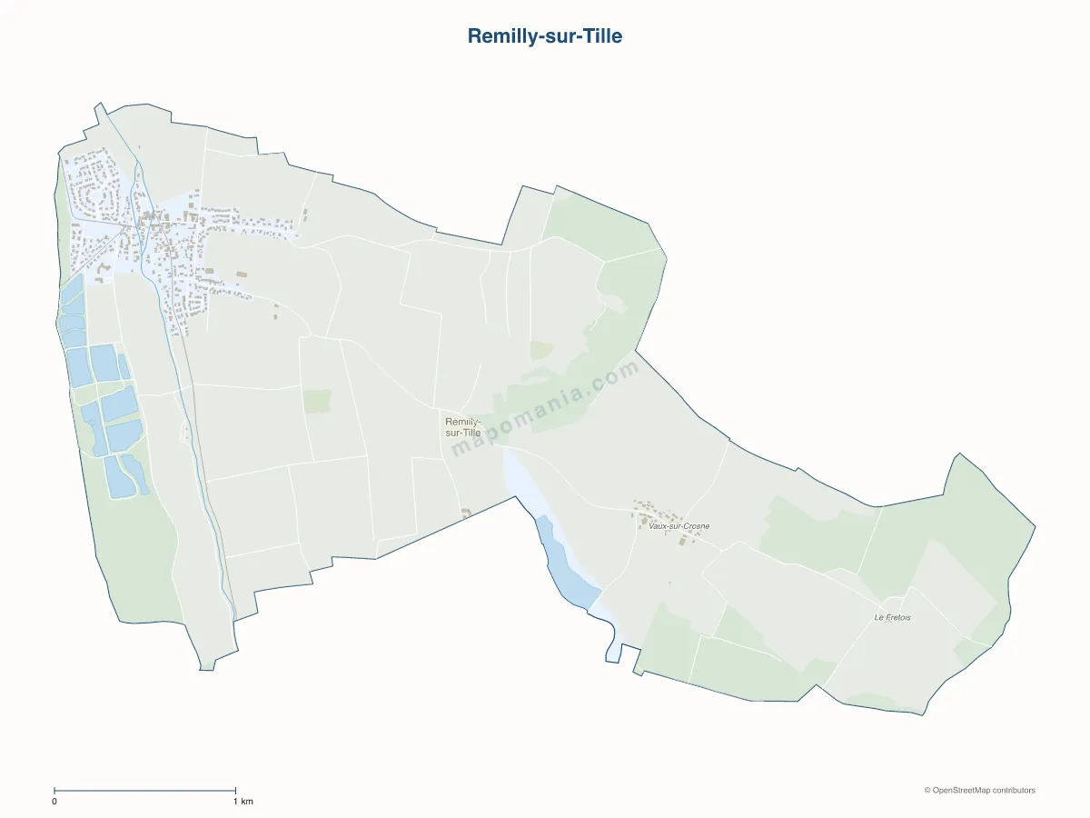 Carte de Remilly-sur-Tille à personnaliser