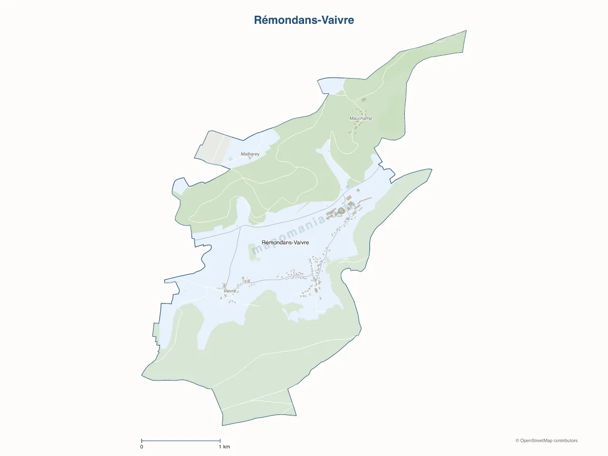 Carte de Rémondans-Vaivre à personnaliser