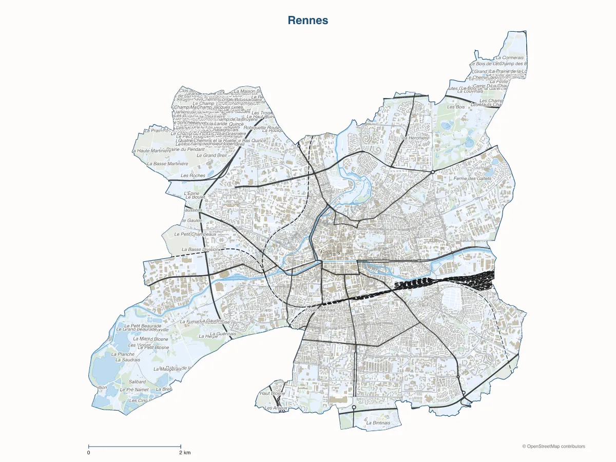 Carte de Rennes à personnaliser