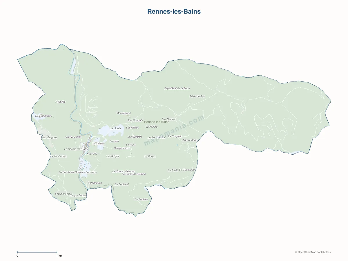 Carte de Rennes-les-Bains à personnaliser