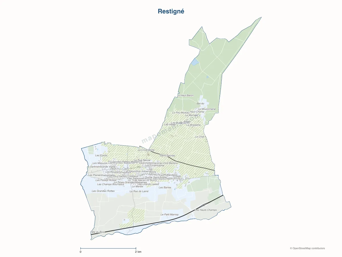 Carte de Restigné à personnaliser