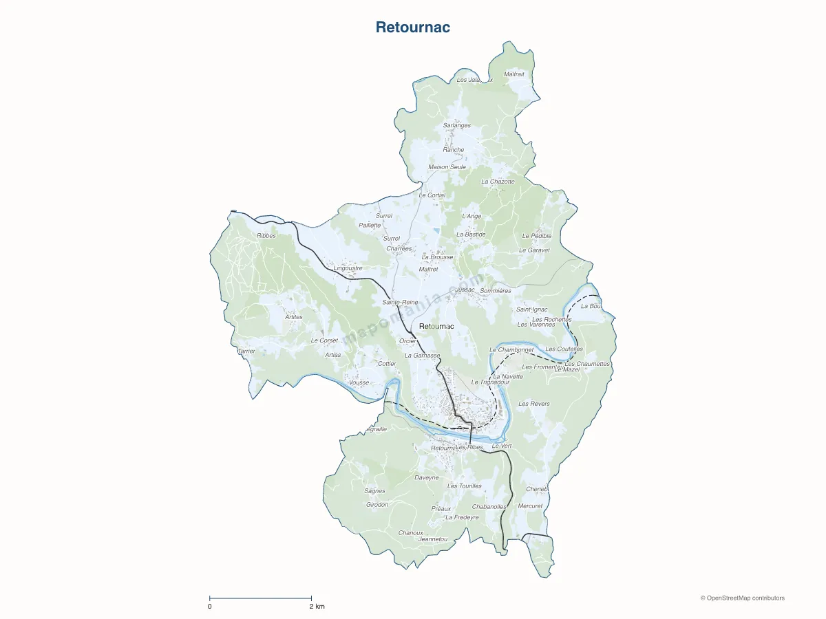 Carte de Retournac à personnaliser