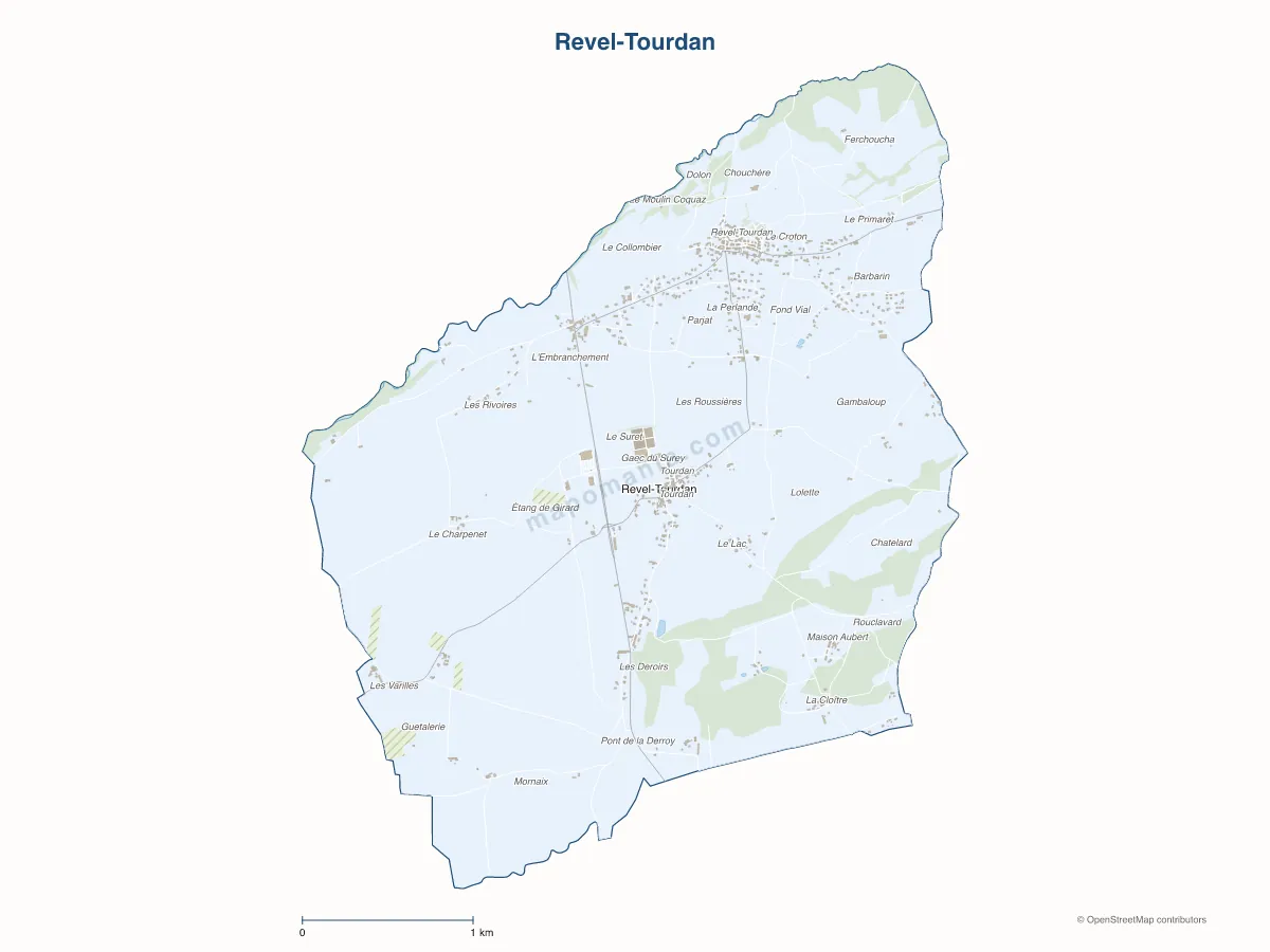 Carte de Revel-Tourdan à personnaliser