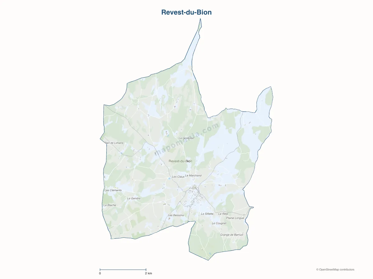 Carte de Revest-du-Bion à personnaliser