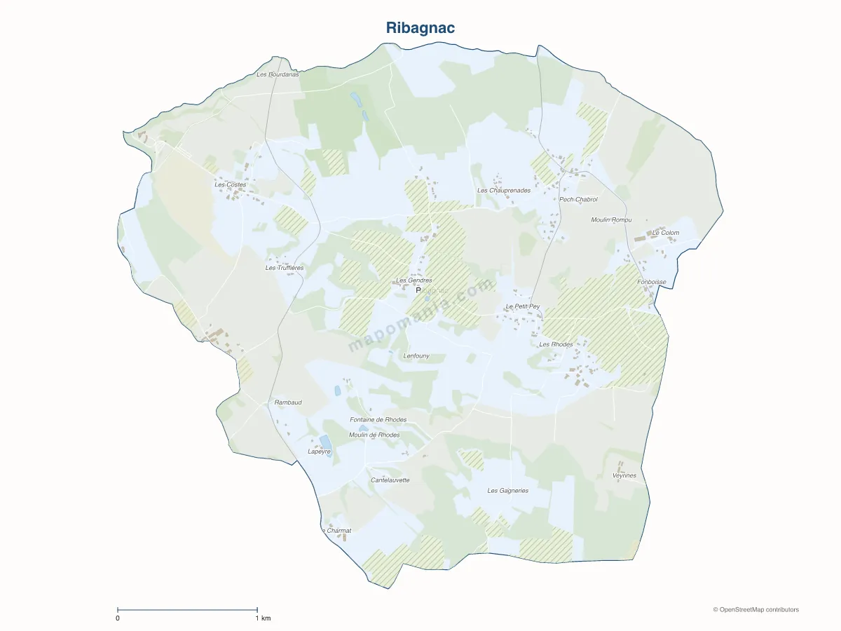 Carte de Ribagnac à personnaliser