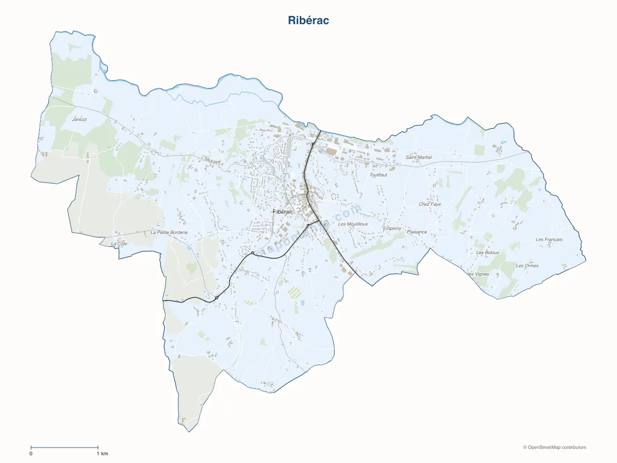 Carte de Ribérac à personnaliser