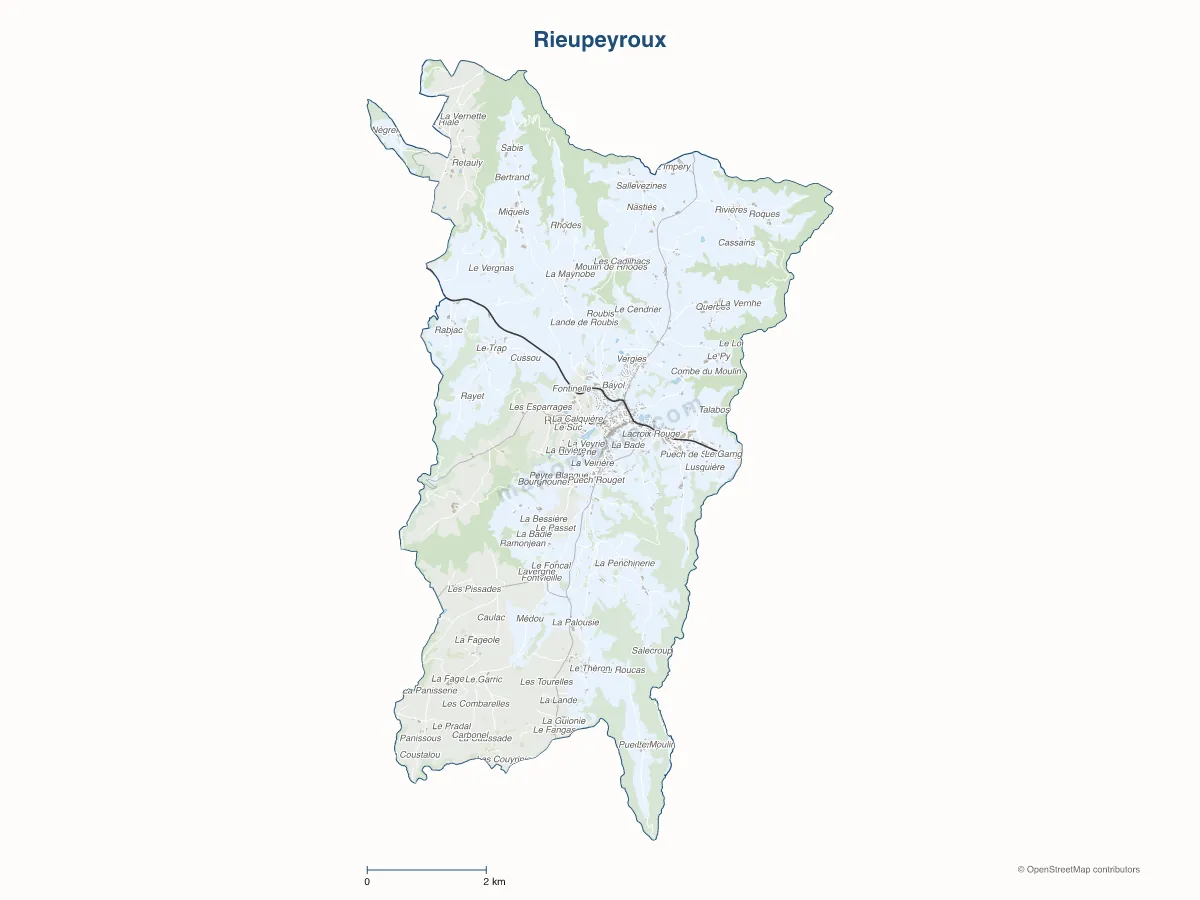 Carte de Rieupeyroux à personnaliser